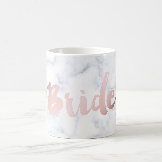 elegant faux rose gold "bride" white marble coffee mug (Center)