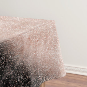 Elegant faux rose gold confetti black marble image tablecloth