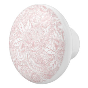 Elegant faux rose gold floral mandala design ceramic knob