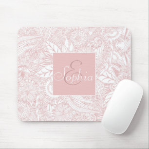 Elegant faux rose gold floral mandala design mouse pad