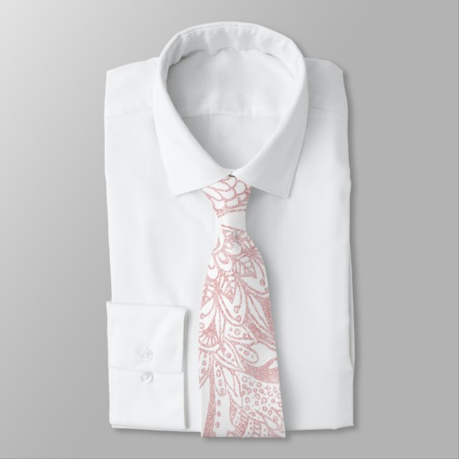 Elegant faux rose gold floral mandala design tie (Tied)