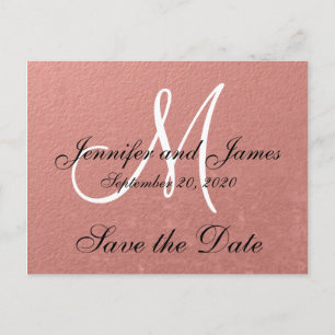 Elegant Faux Rose Gold Foil Save the Date Announcement Postcard