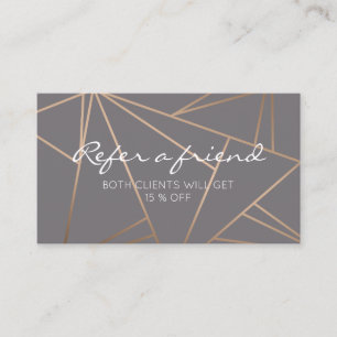 Elegant faux rose gold geometric referral card