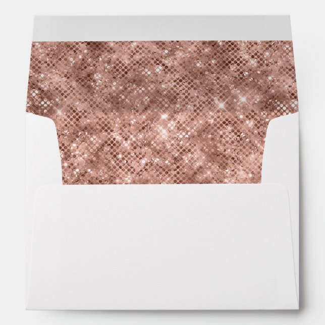 Elegant Faux Rose Gold Glitter Return Address Envelope (Back (Bottom))