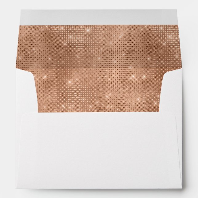 Elegant Faux Rose Gold Glitter Return Address Envelope (Back (Bottom))
