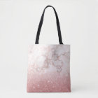 Elegant Faux Rose Gold Glitter White Marble Ombre