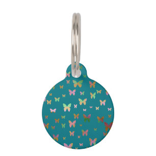 elegant faux rose gold gold butterfly pattern pet tag