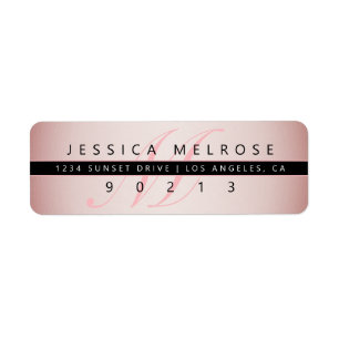 Elegant Faux Rose Gold & Monogram Adresse de retou