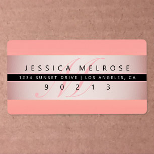 Elegant Faux Rose Gold & Monogram Return Address