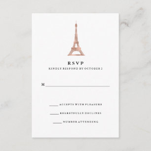 Elegant Faux Rose Gold Parisian Eiffel Tower RSVP Card