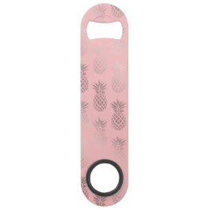 Elegant faux rose gold pink pineapple pattern bar key