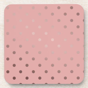 elegant faux rose gold pink polka dots coaster
