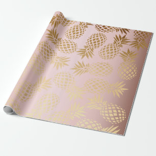 elegant faux rose gold tropical pineapple pattern wrapping paper