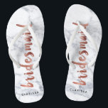 elegant faux rose gold white marble bridesmaid flip flops<br><div class="desc">Modern and trendy faux white marble and faux rose gold bridesmaid design.</div>