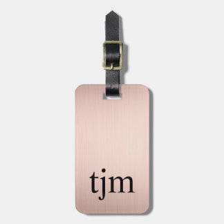 Elegant Faux Rose Golden Bold Monogram Luggage Tag