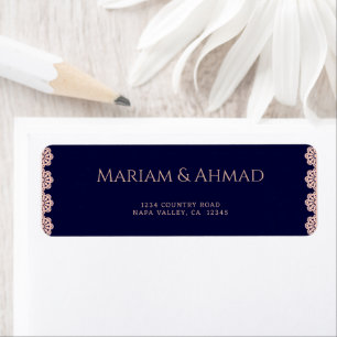 Elegant Faux Rose Marine Mariage ornemental Adress