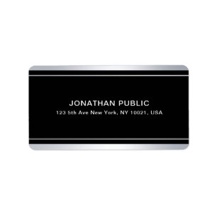 Elegant Faux Silver Black Template Glamor Modern Label