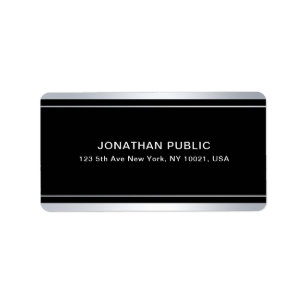 Elegant Faux Silver Black Template Glamour Modern Label