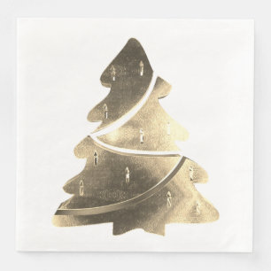 Elegant Faux Silver Gold Foil Christmas Tree Napkin
