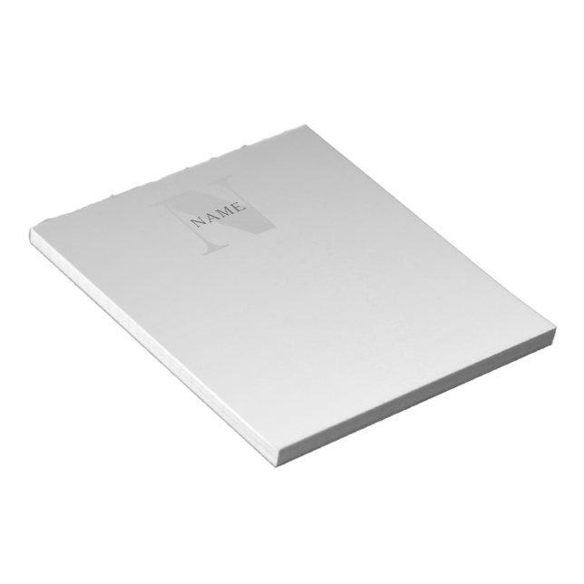 Elegant Faux Silver Grey Gradient Monogram Classic Notepad (Angled)
