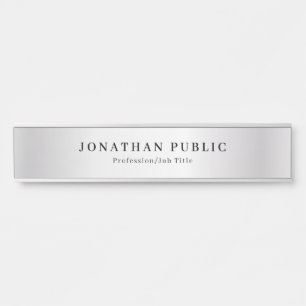 Elegant Faux Silver Name Template Glamorous Long Door Sign