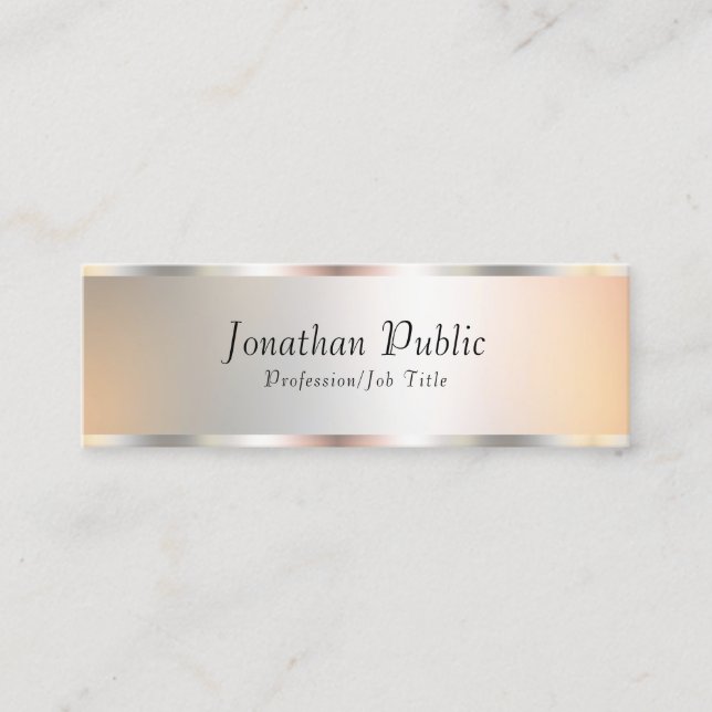Elegant Faux Silver Professional Template Modern Mini Business Card (Front)