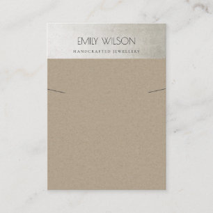 ELEGANT FAUX SILVER RUSTIC KRAFT NECKLACE DISPLAY BUSINESS CARD
