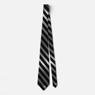 Elegant Faux Silver Shimmer and Black Stripes Tie