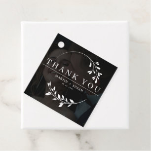 Elegant Faux Vellum Effect Overlay Photo Wedding Favour Tags