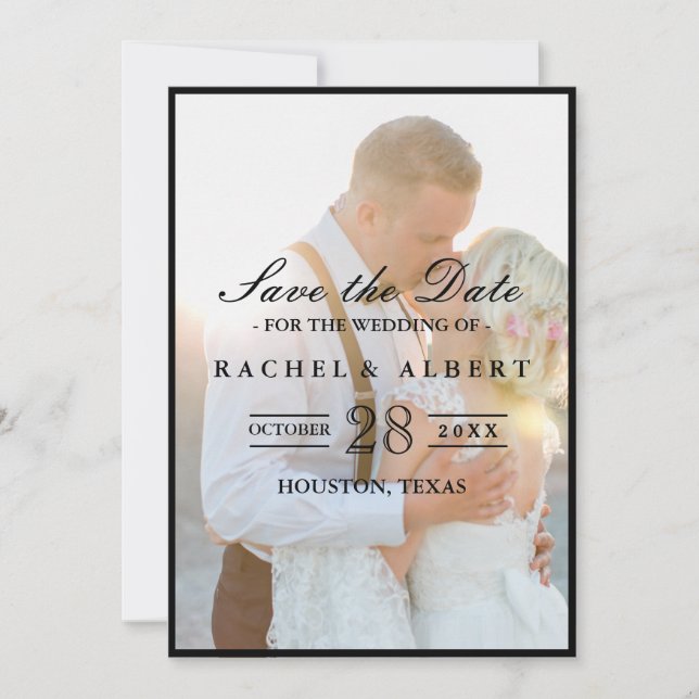 Elegant Faux Vellum Overlay Photo Wedding Save The Save The Date (Front)