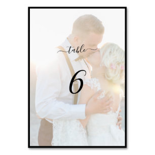 Elegant Faux Vellum Overlay Photo Wedding Table Nu Table Number