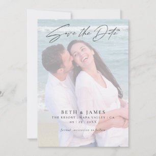 Elegant Faux Vellum Photo Beach Wedding  Save The Date