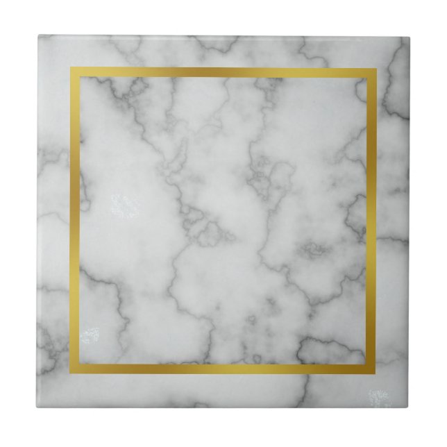 Elegant Faux White Marble and Faux Gold Tile (Front)