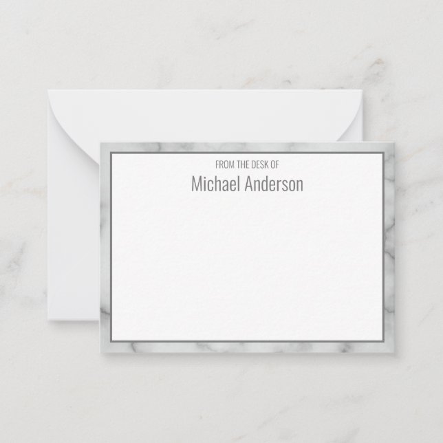 Elegant Faux White Marble From the Desk of Card (Front)