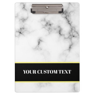 Elegant Faux White Marble Professional Title Name Clipboard