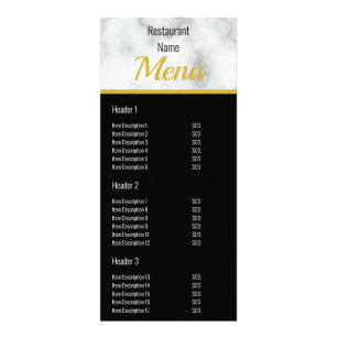 Elegant Faux White Marble Restaurant Menu