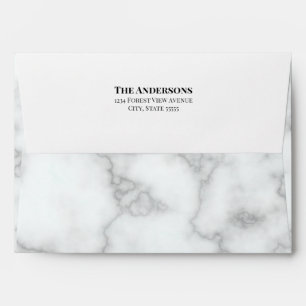 Elegant Faux White Marble Return Address Back Flap Envelope