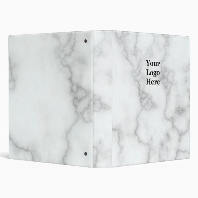 Elegant Faux White Marble Your Logo Here Template Binder (Background)