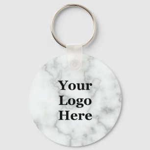 Elegant Faux White Marble Your Logo Here Template Keychain