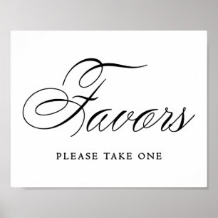 Elegant Favors Black Script Horizontal Table Poster