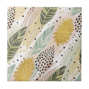 Elegant Feather & Abstract Brushstroke Seamless Tile