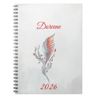 Elegant Feather Floral Watercolour  notebook 
