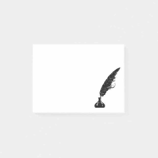 Elegant Feather Pen Ink Well Post-it Notes (Front)