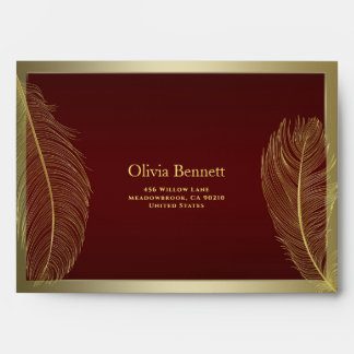 Elegant Feather Red Luxury Envelope 