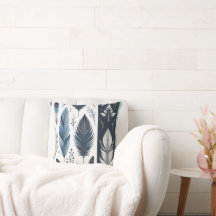 Elegant Feather Symphony in Blue & Silver