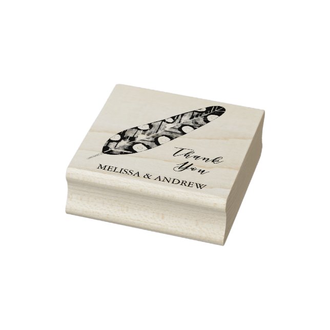 Elegant Feather - Thank You - Personalized Rubber Stamp (Stamp)