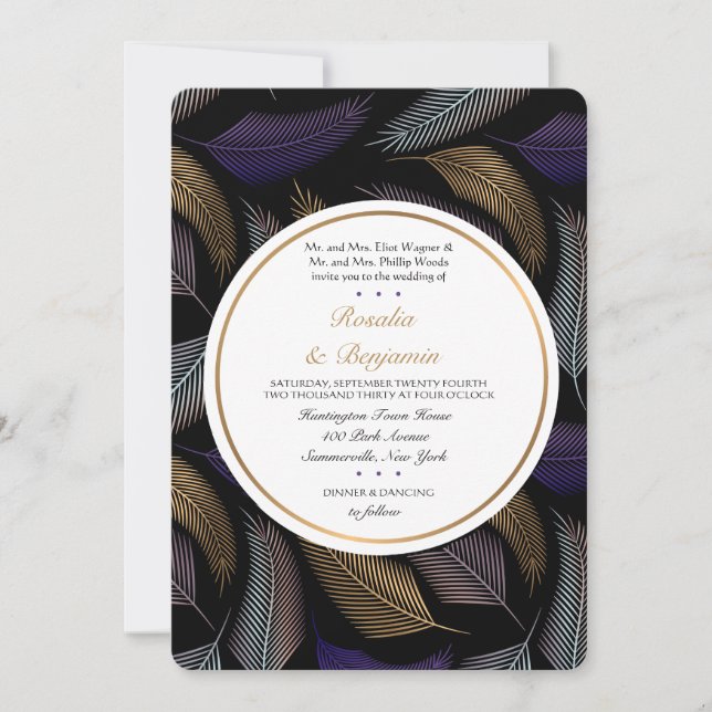 Elegant Feathers Invitation (Front)