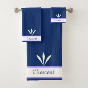 Elegant Feathers on Navy Blue Bath Towel Set