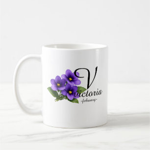 Elegant February Violet Monogram – Victoria Coffee Mug