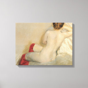 Elegant Female Beauty with Red Stockings Canvas Print